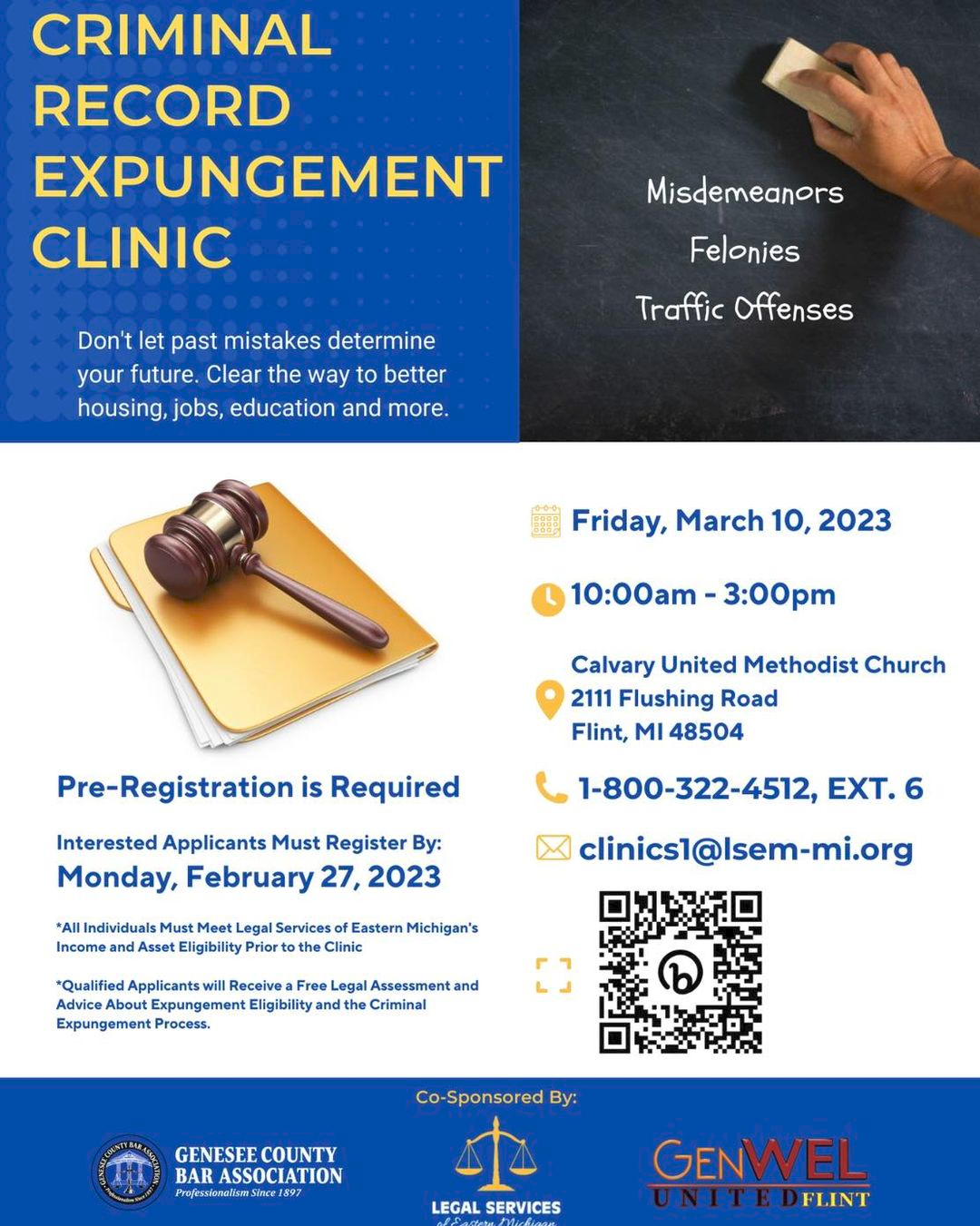 Flint Expungement Clinic March 10th 2023
