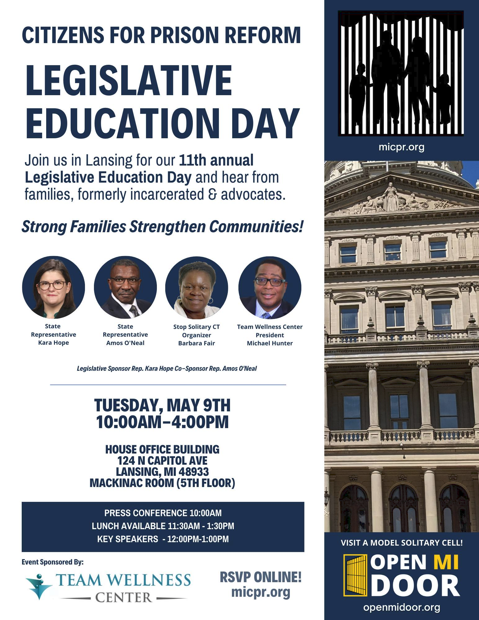 Citizens For Prison Reform Legislative Education Day 2023 Set for May 9th