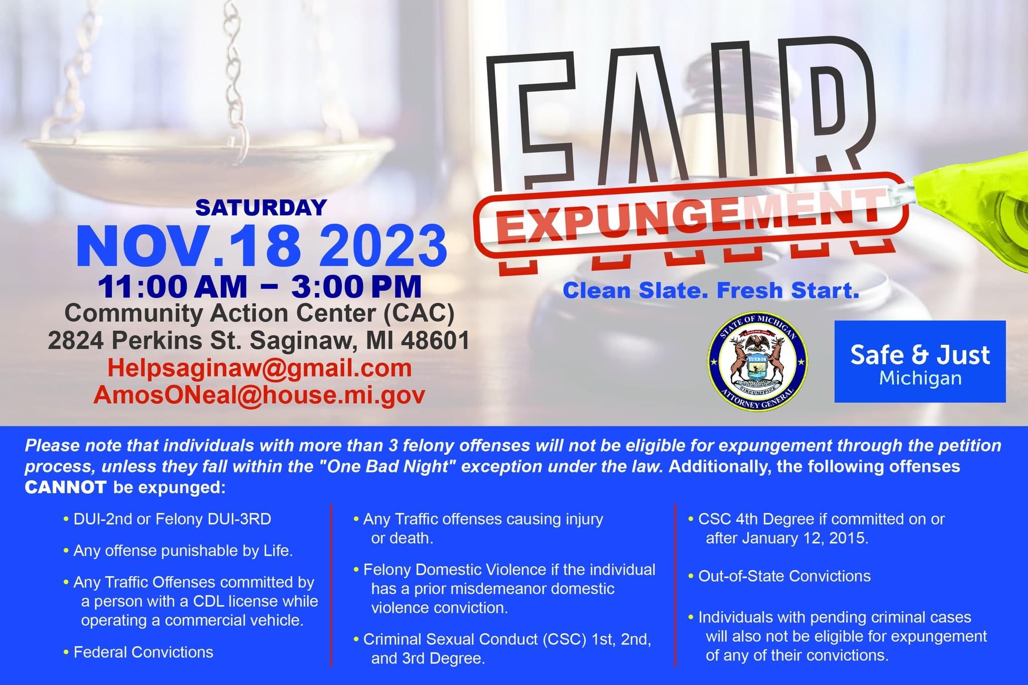 Upcoming Expungement Fairs