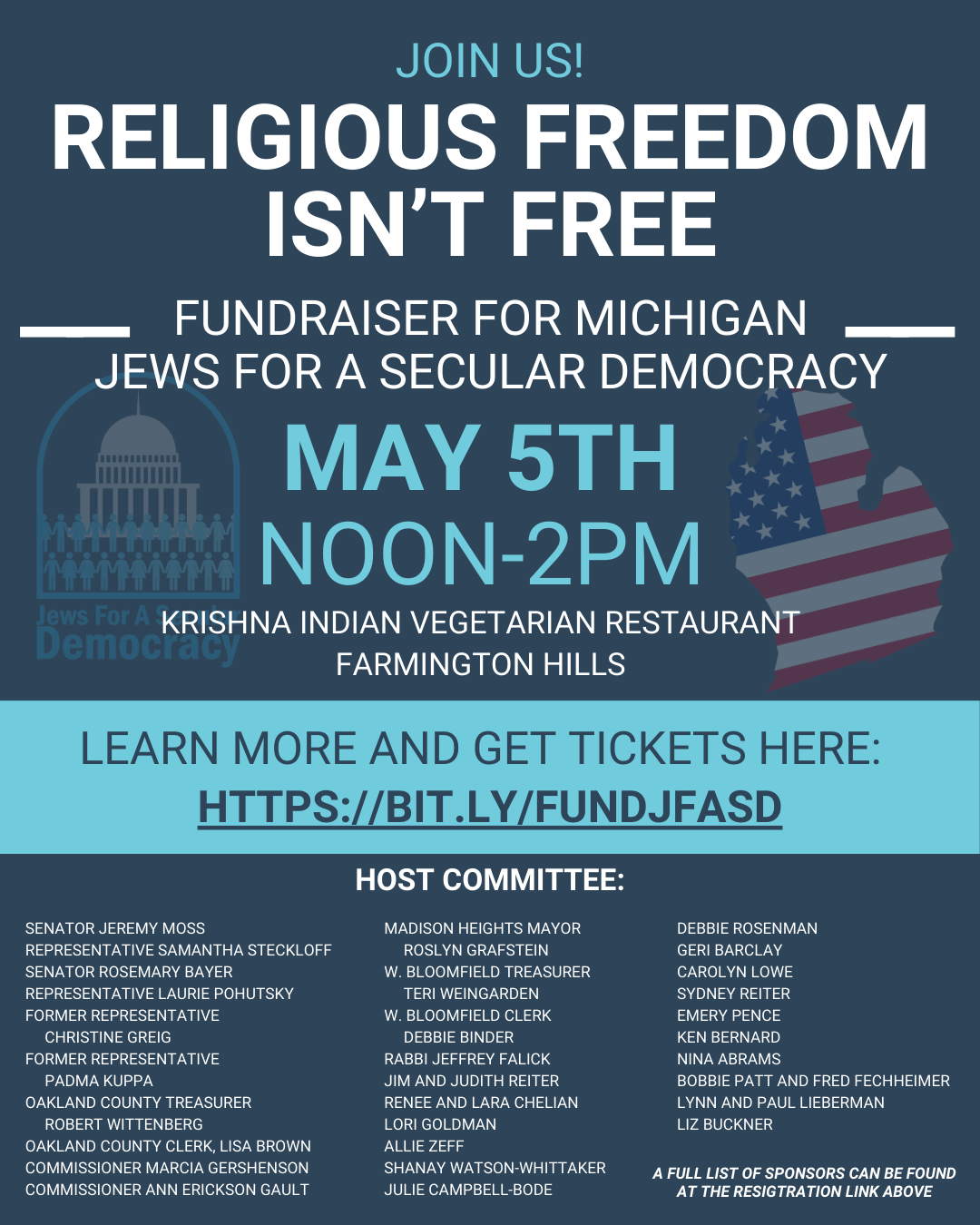 Religious Freedom Isn’t Free! Fundraiser for Jews for a Secular Democracy