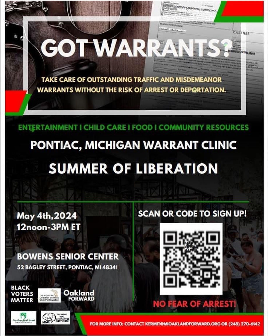 Pontiac, Michigan Warrant Clinic: Summer of Liberation