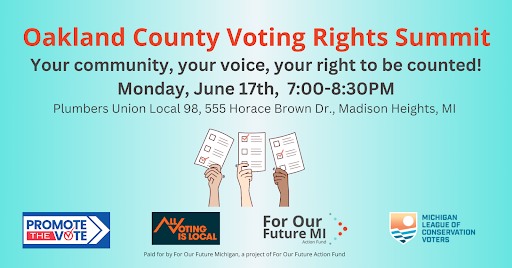 Oakland County Voting Rights Summit poster.