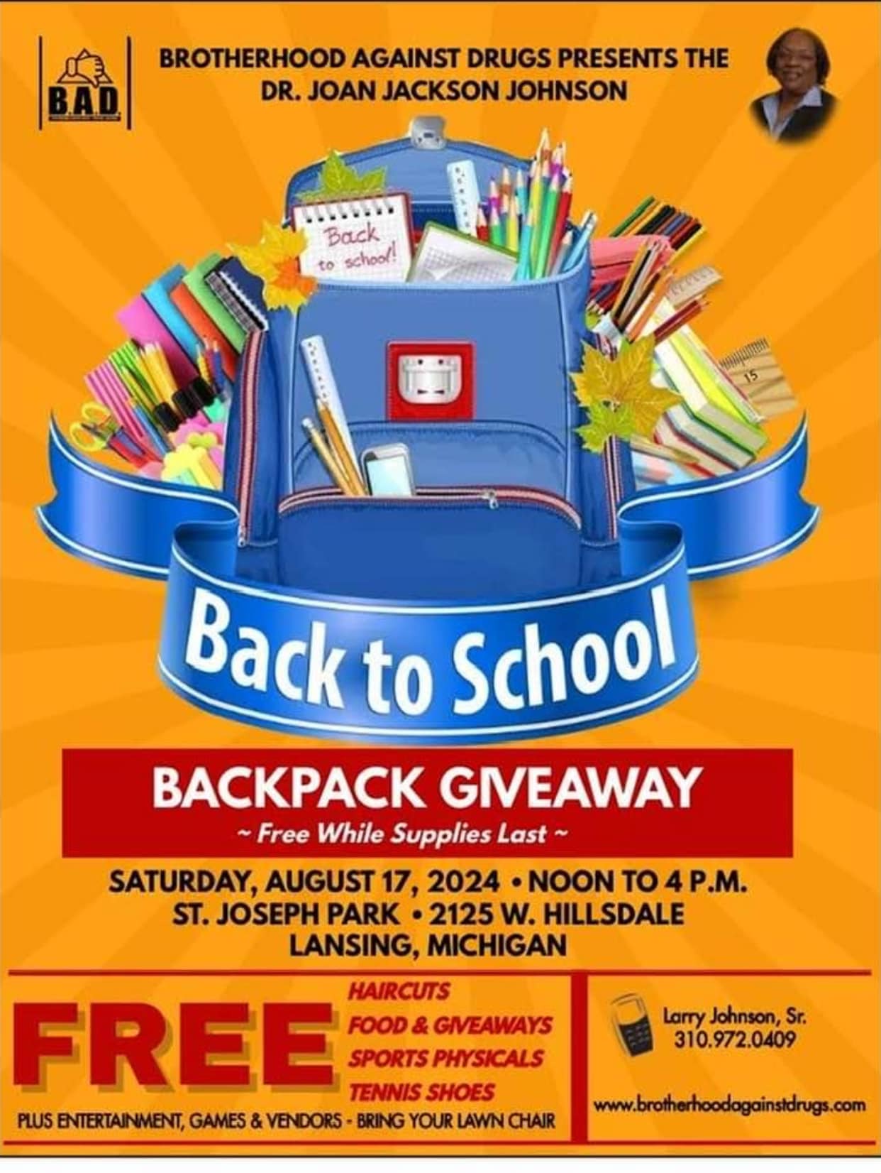 Dr. Joan Jackson Johnson Back to School Backpack Giveaway