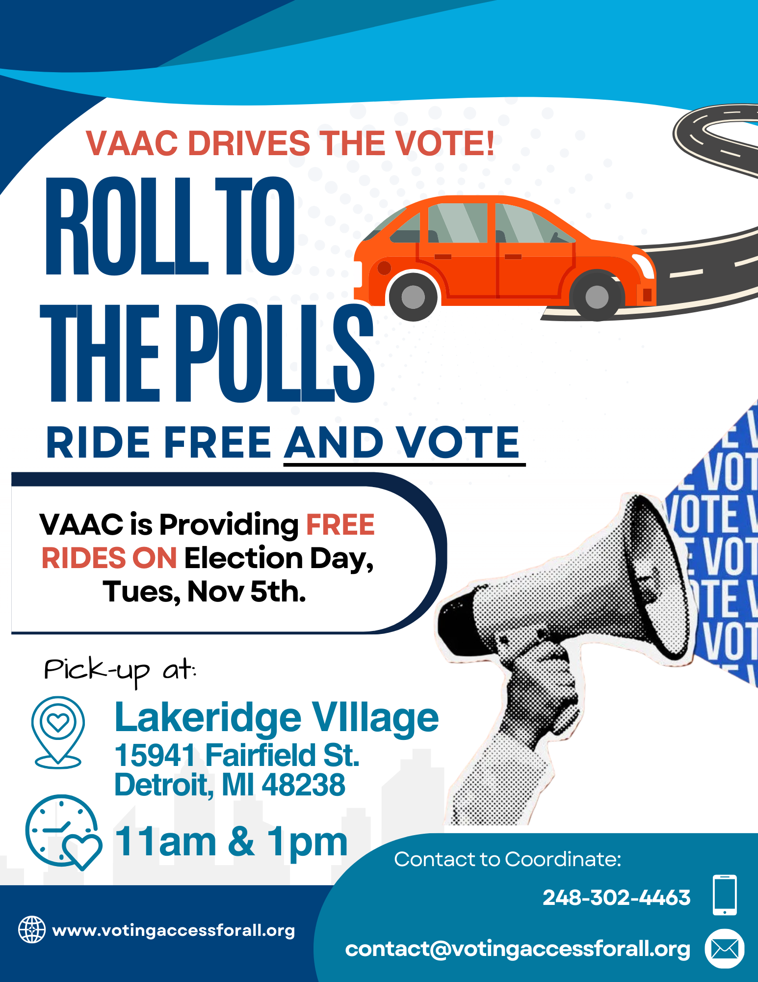 NEED A RIDE TO VOTE? Roll to the Polls with VAAC