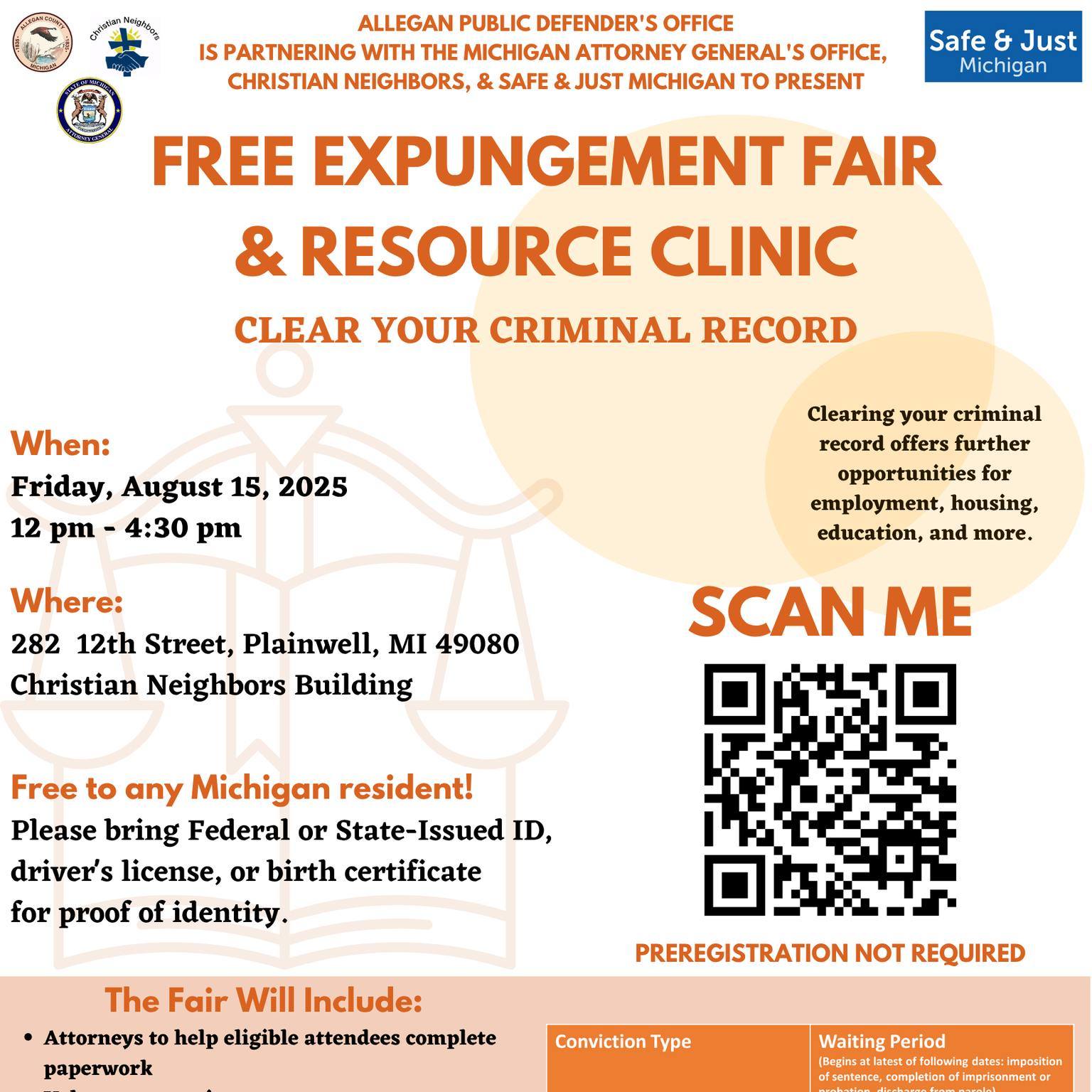 Free Expungement Fair & Resource Clinic- Plainwell