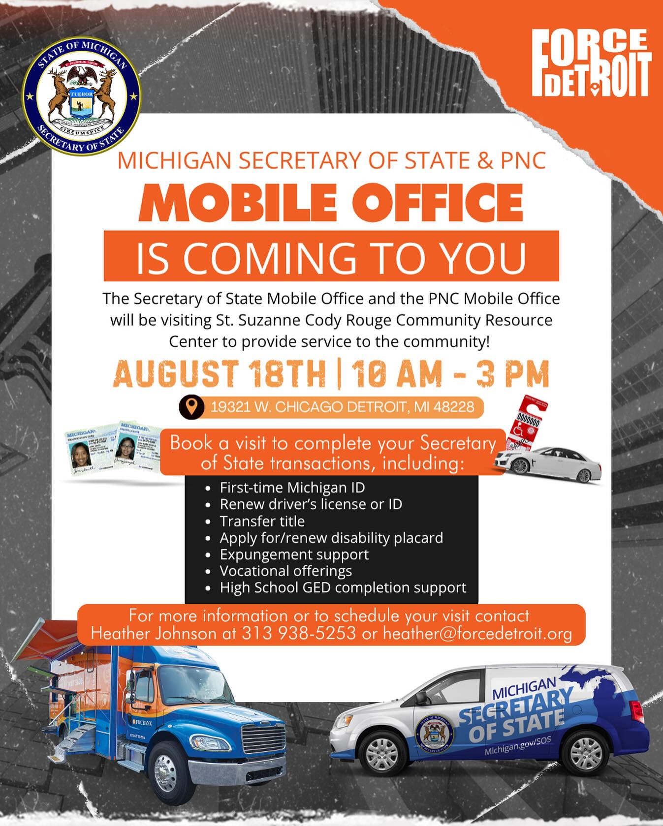 FORCE Detroit's MI Secretary of State Mobile Office event
