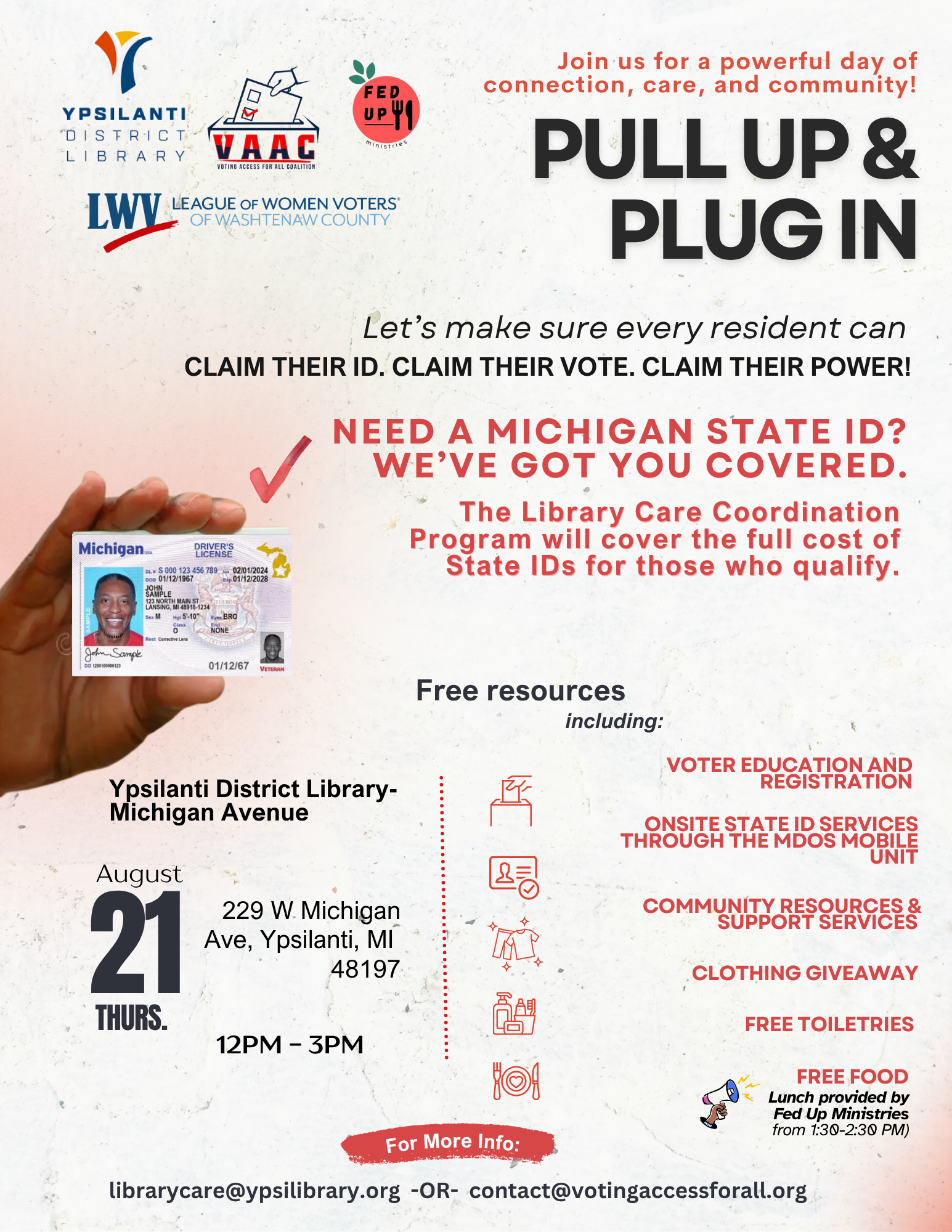 Pull Up & Plug In – Free Michigan State ID & Resources