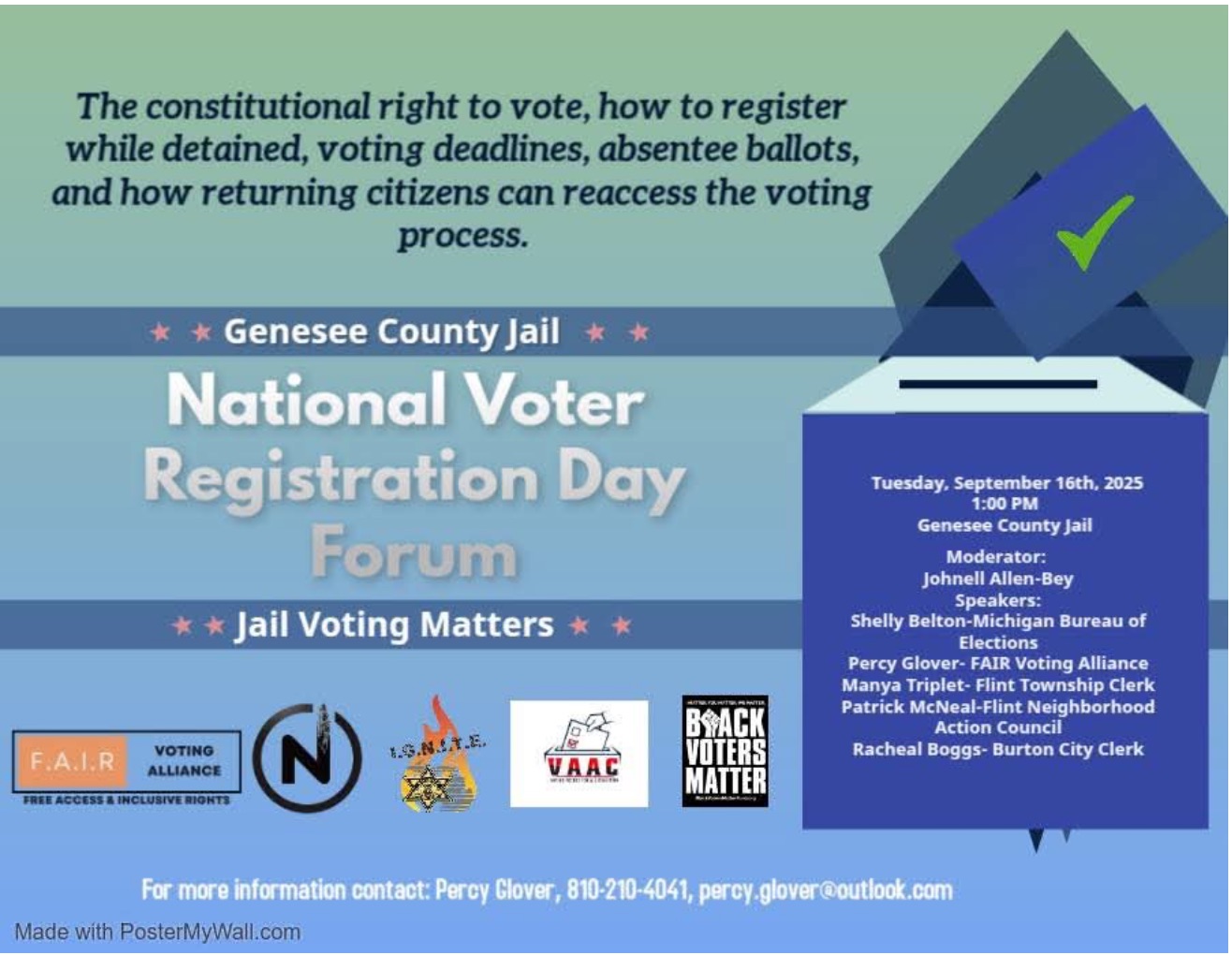 Genesee County Jail National Voter Registration Day Forum