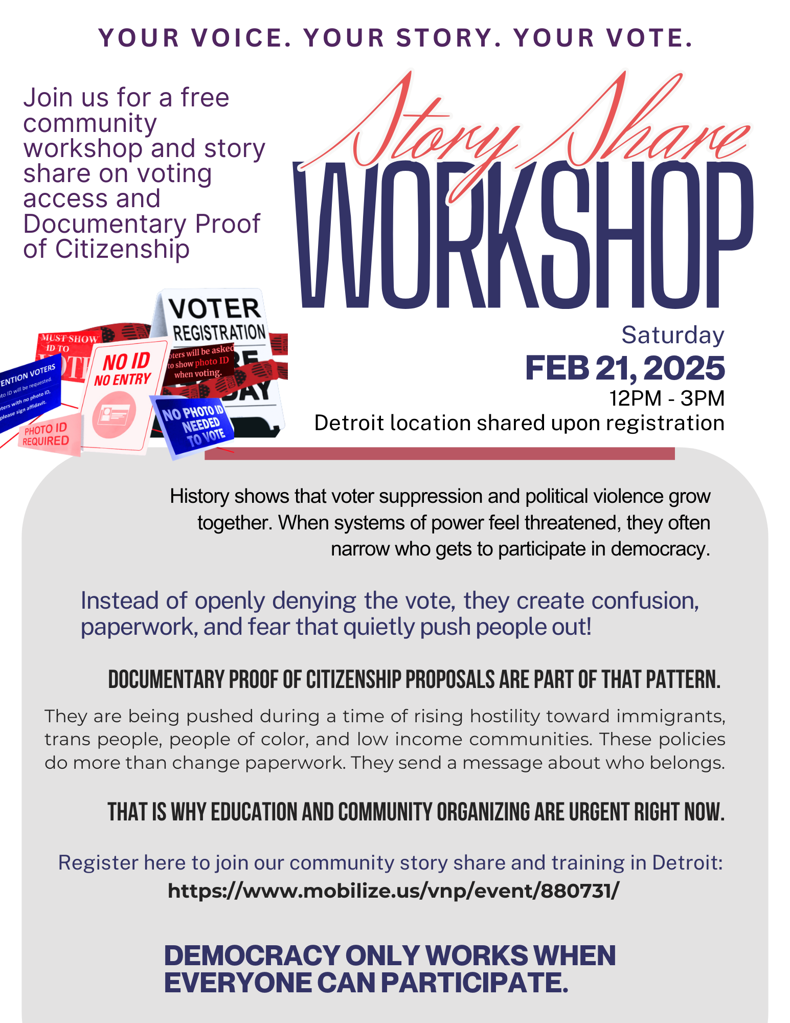 Your Story. Your Power. Your Vote. Detroit Community Storytelling Event- NEW DATE!
