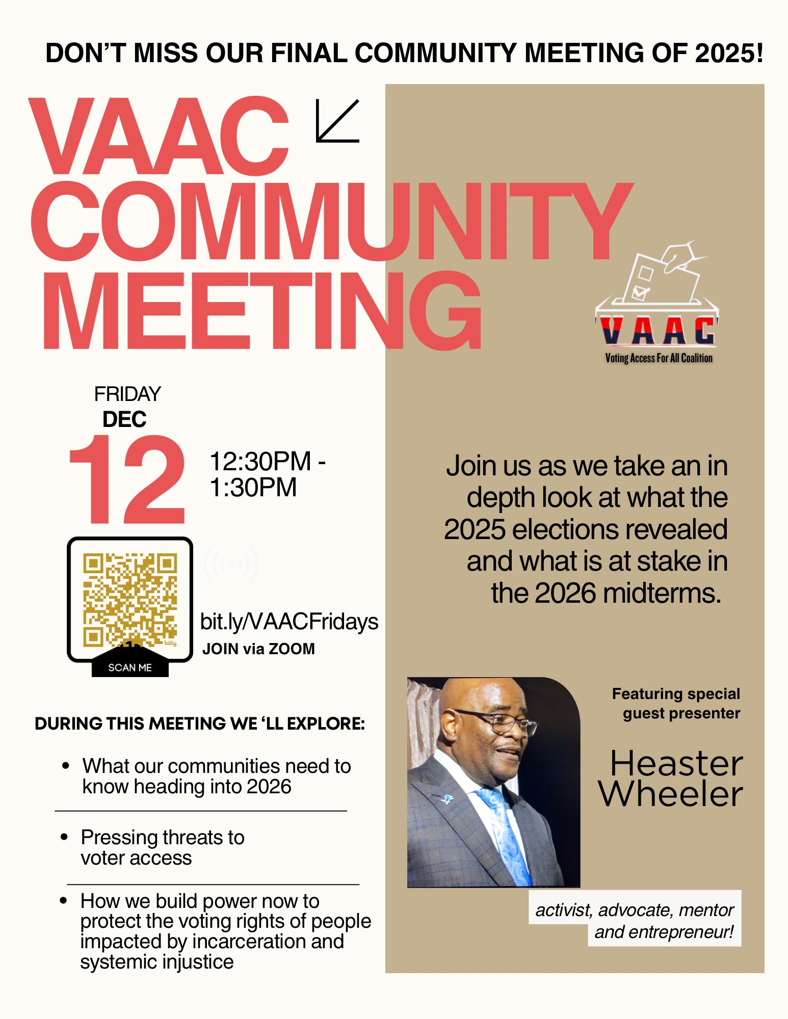 Final VAAC Friday Community Meeting of 2025: What the 2025 elections revealed and what’s at stake in 2026