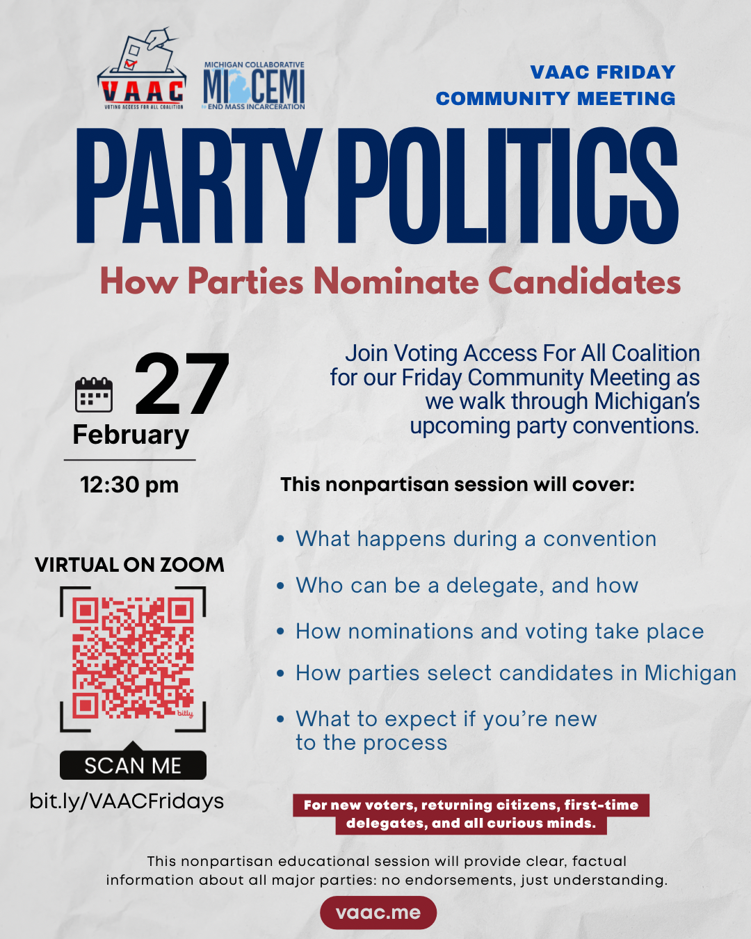 VAAC Friday Community Meeting: Party Politics - How Parties Nominate Candidates