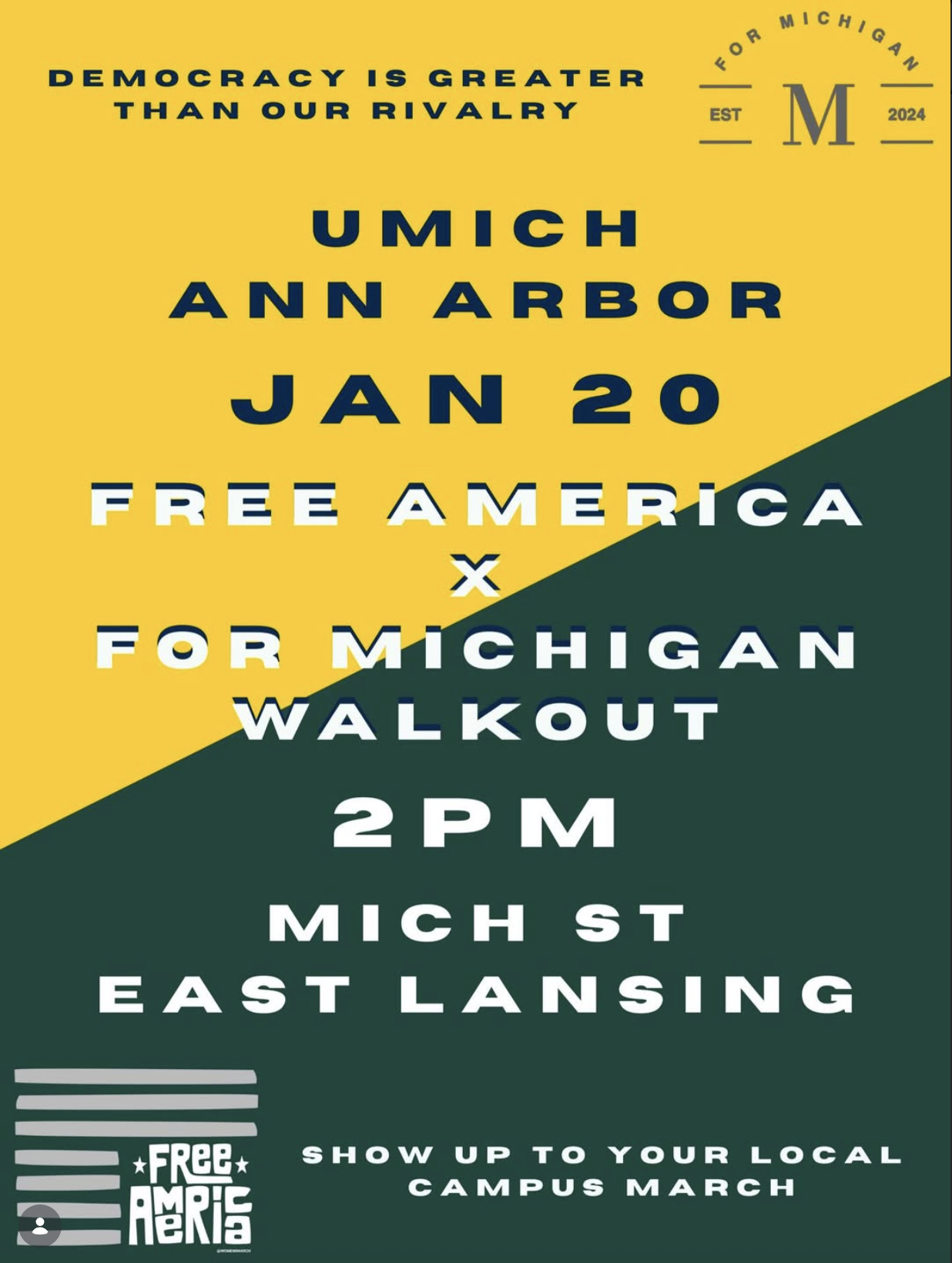 Free America x For Michigan Walkout