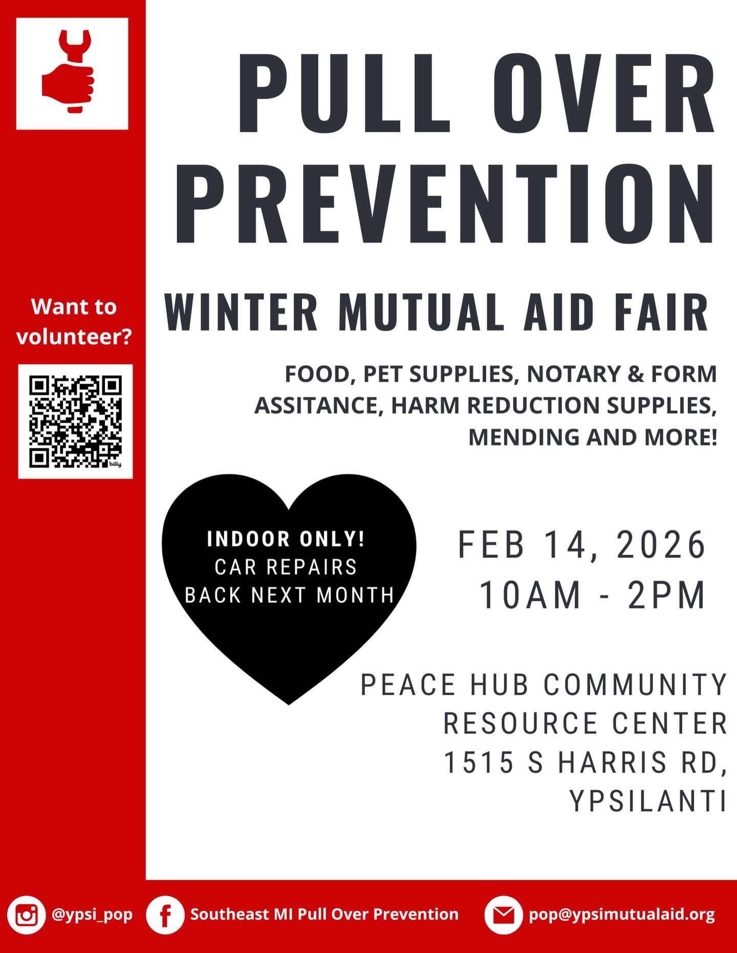 Pull Over Prevention Winter Mutual Aid Fair in Ypsilanti