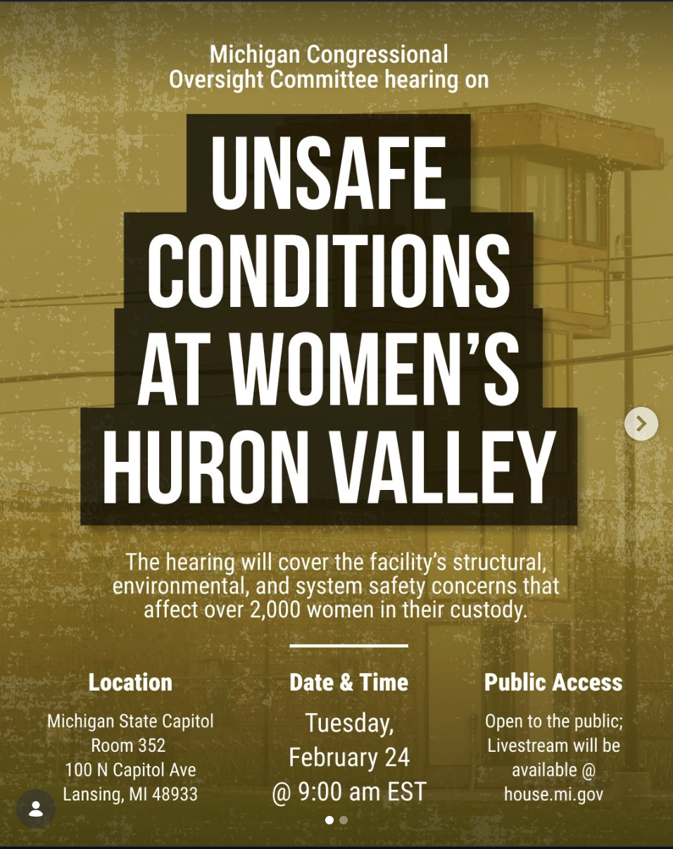 MI Congressional Oversight Committee Hearing on Unsafe Conditions at Women's Huron Valley
