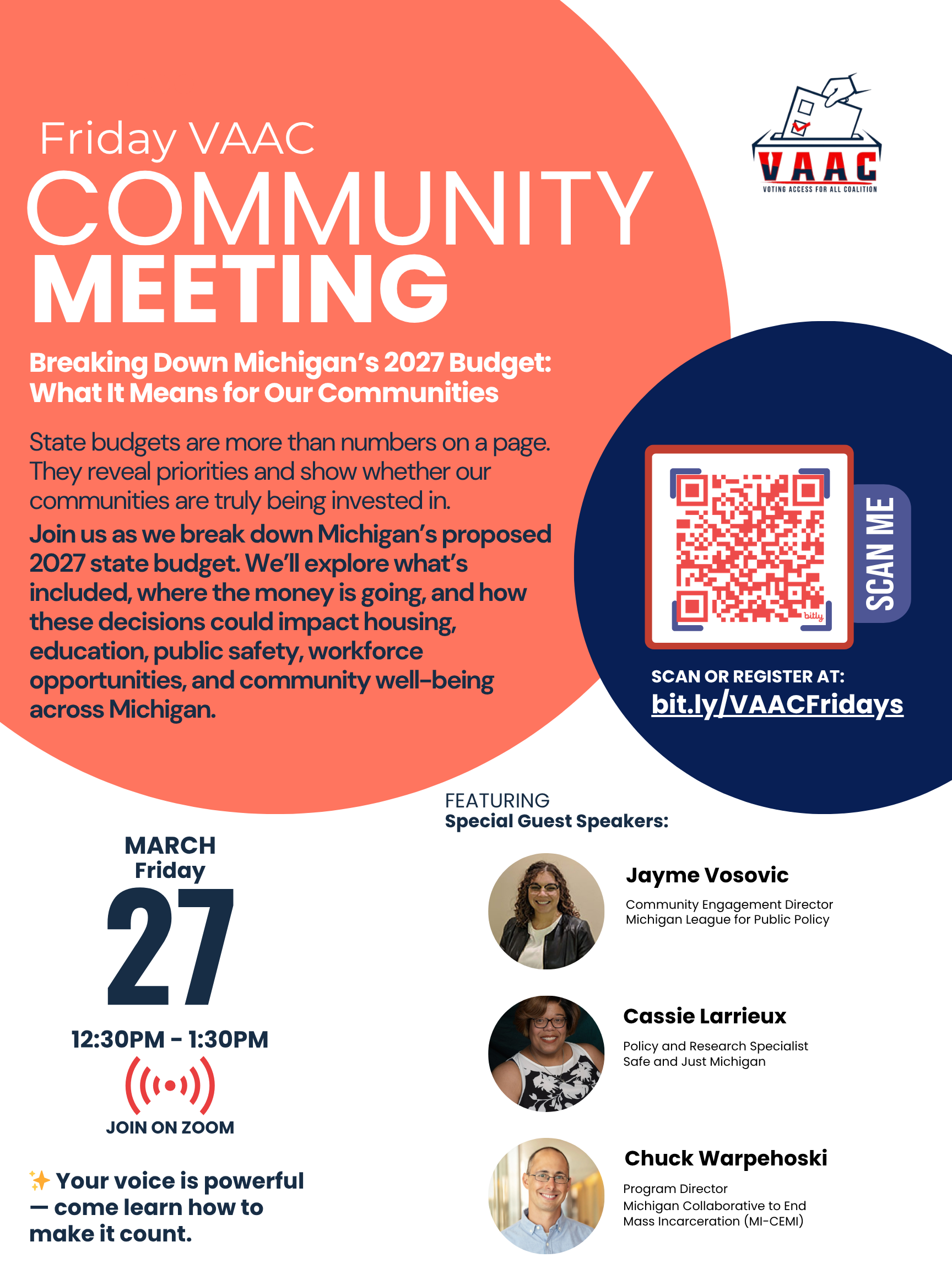 VAAC Friday Community Meeting - Breaking Down Michigan’s 2027 Budget: What It Means for Our Communities 