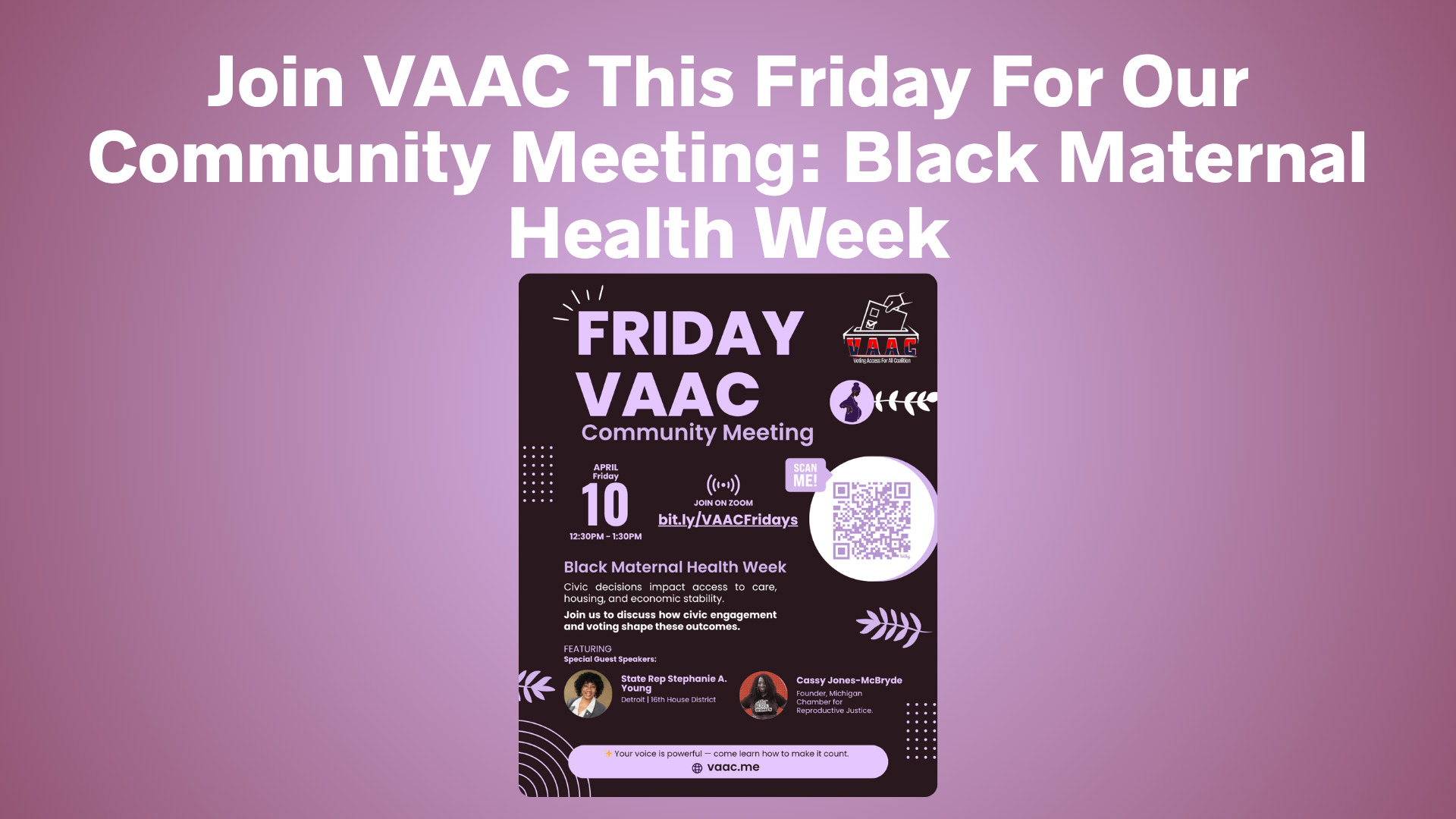 Join VAAC This Friday For Our Community Meeting: Black Maternal Health Week