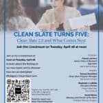 Clean Slate Turns Five: Clean Slate 2.0 and What Happens Next