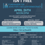 Fundraiser for Jews For A Secular Democracy (JFASD)