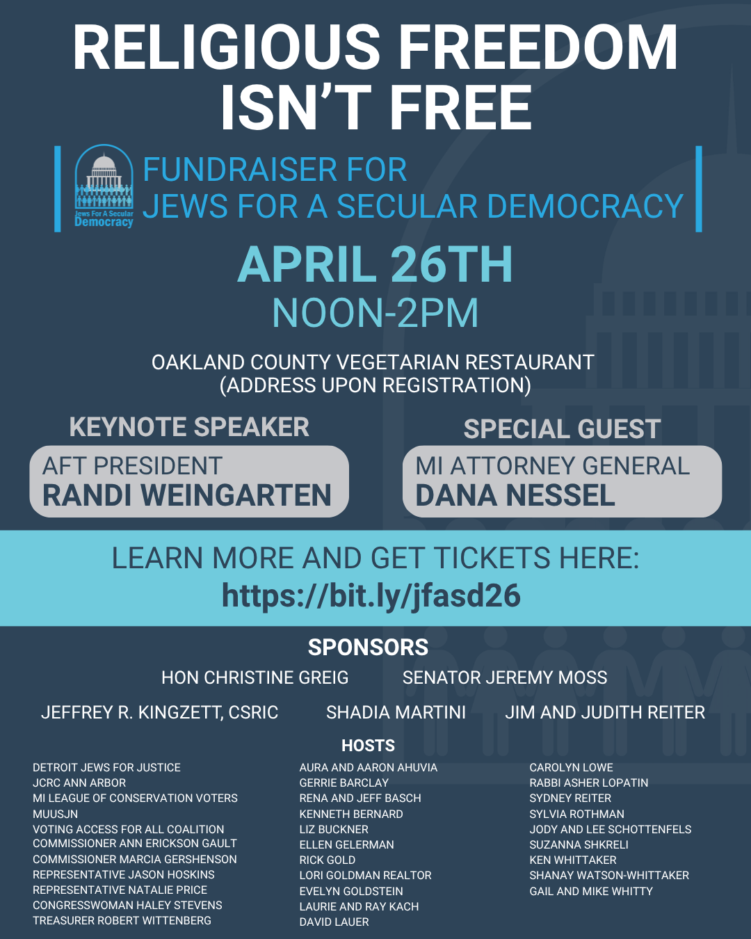 Fundraiser for Jews For A Secular Democracy (JFASD)