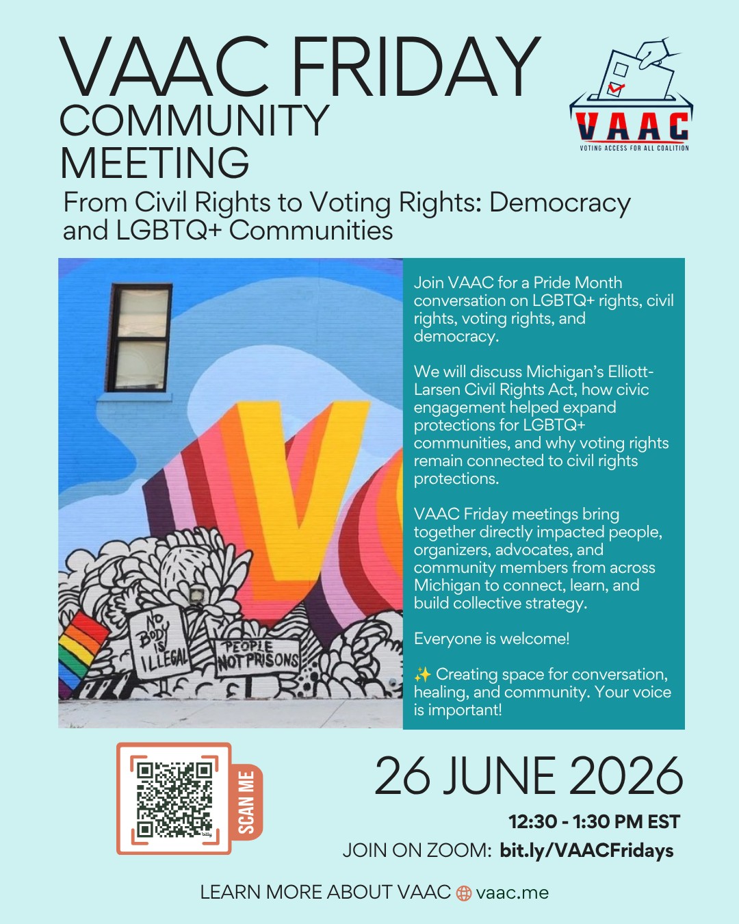 VAAC Friday Community Meeting - From Civil Rights to Voting Rights: Democracy and LGBTQ+ Communities