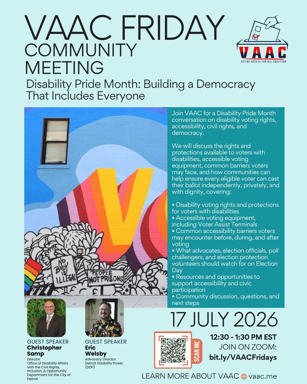 VAAC Friday Community Meeting  | Disability Pride Month: Building a Democracy That Includes Everyone