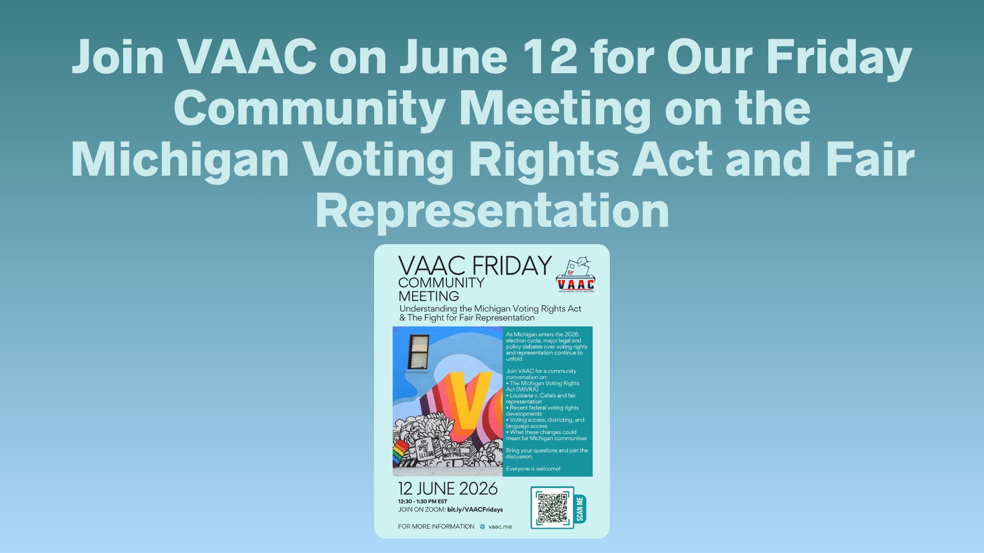 Join VAAC on June 12 for Our Friday Community Meeting on the Michigan Voting Rights Act and Fair Representation