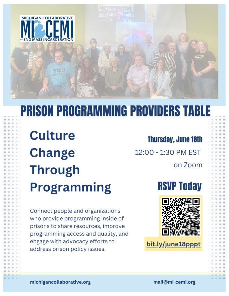 MI-CEMI Prison Programming Providers’ Table Event