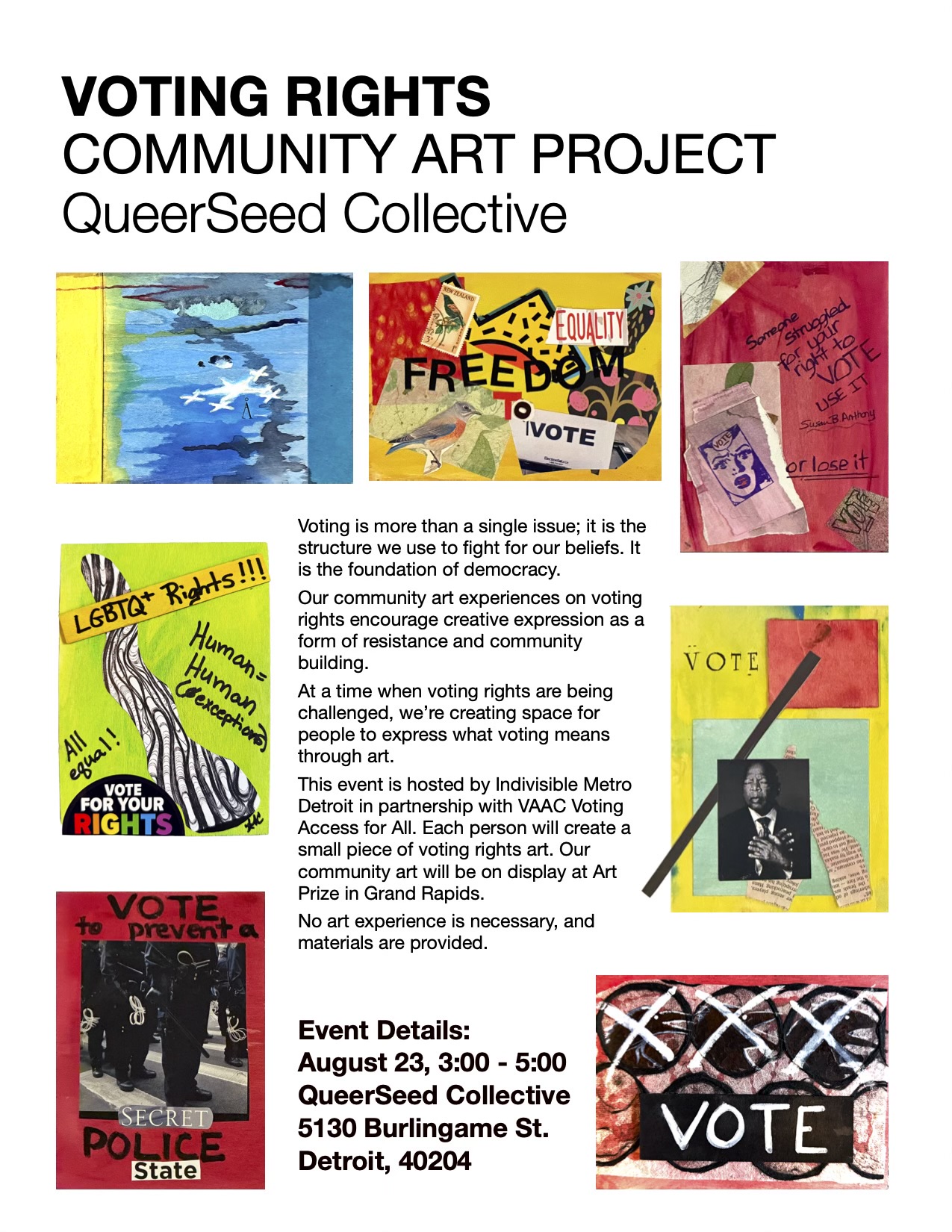 Voting Rights Community Art Project Pop-Up at QueerSeed Collective