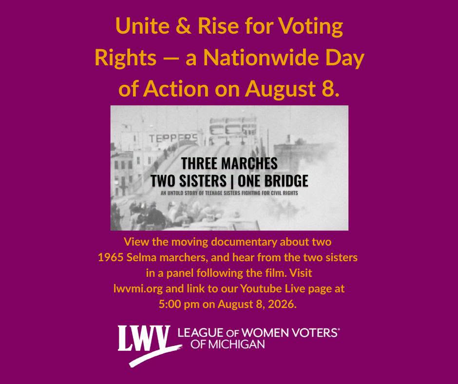 League of Women Voters Michigan Anniversary of Voting Rights Act of 19654 Special Virtual Screening
