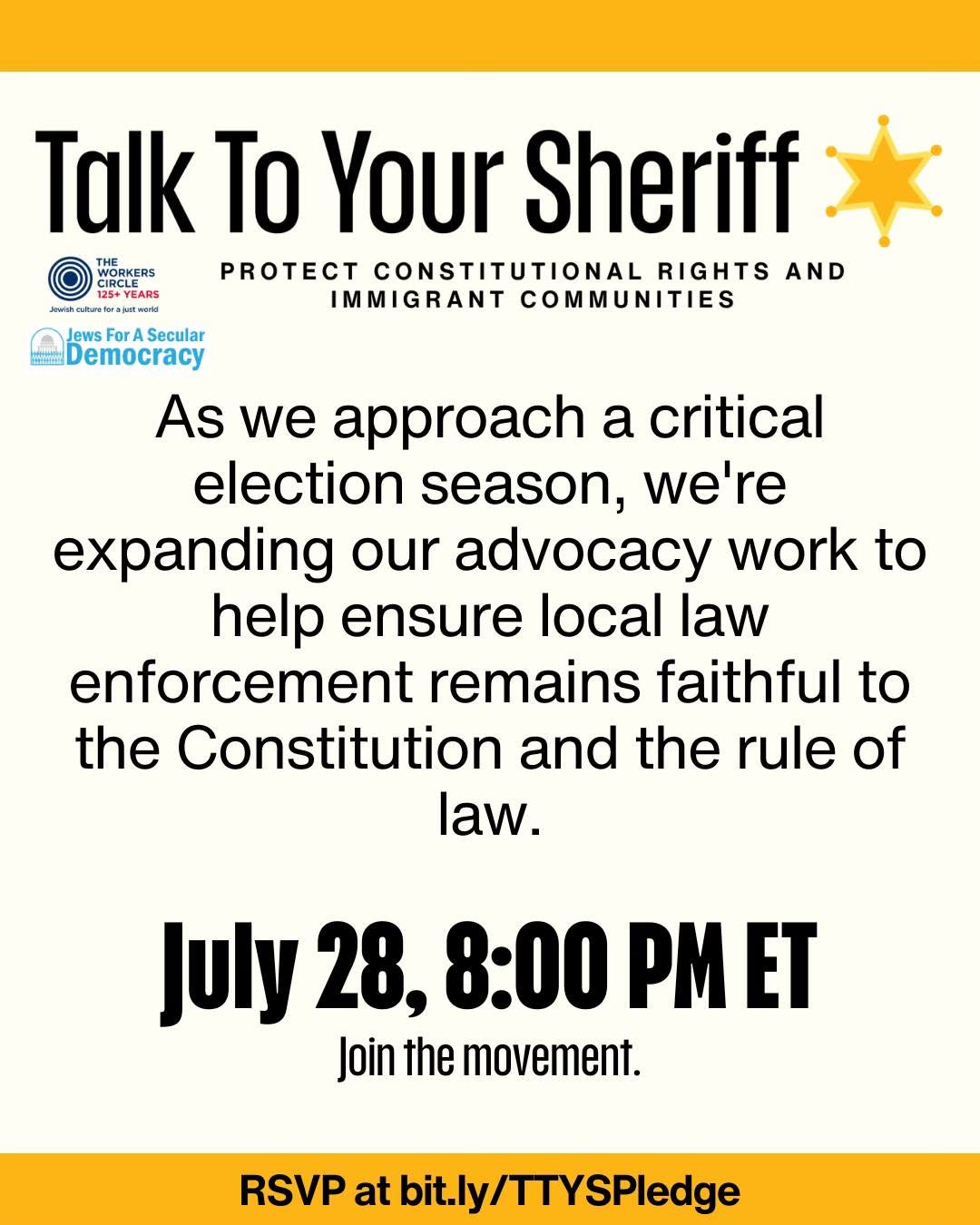 Talk to Your Sheriff Election Pledge Movement Call