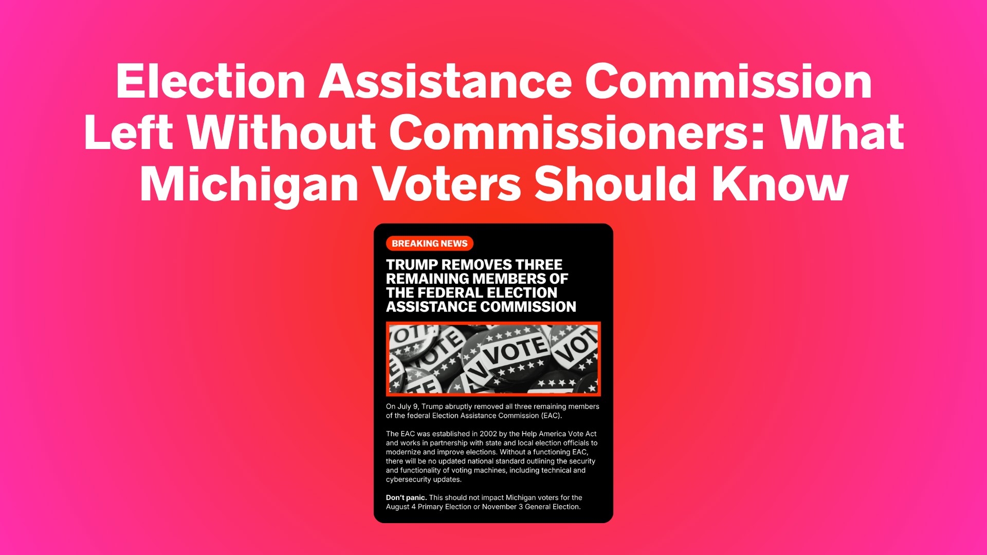 Election Assistance Commission Left Without Commissioners: What Michigan Voters Should Know