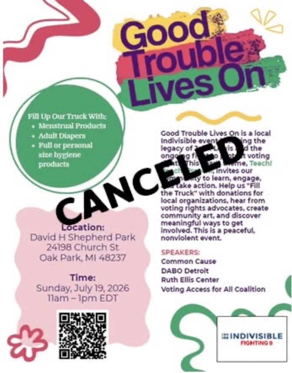 RESCHEDULED TO 8/8 DUE TO WEATHER: Good Trouble Lives On