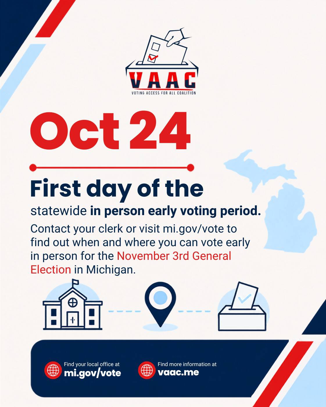 First day of the statewide in-person early voting period for the November 3 General Election