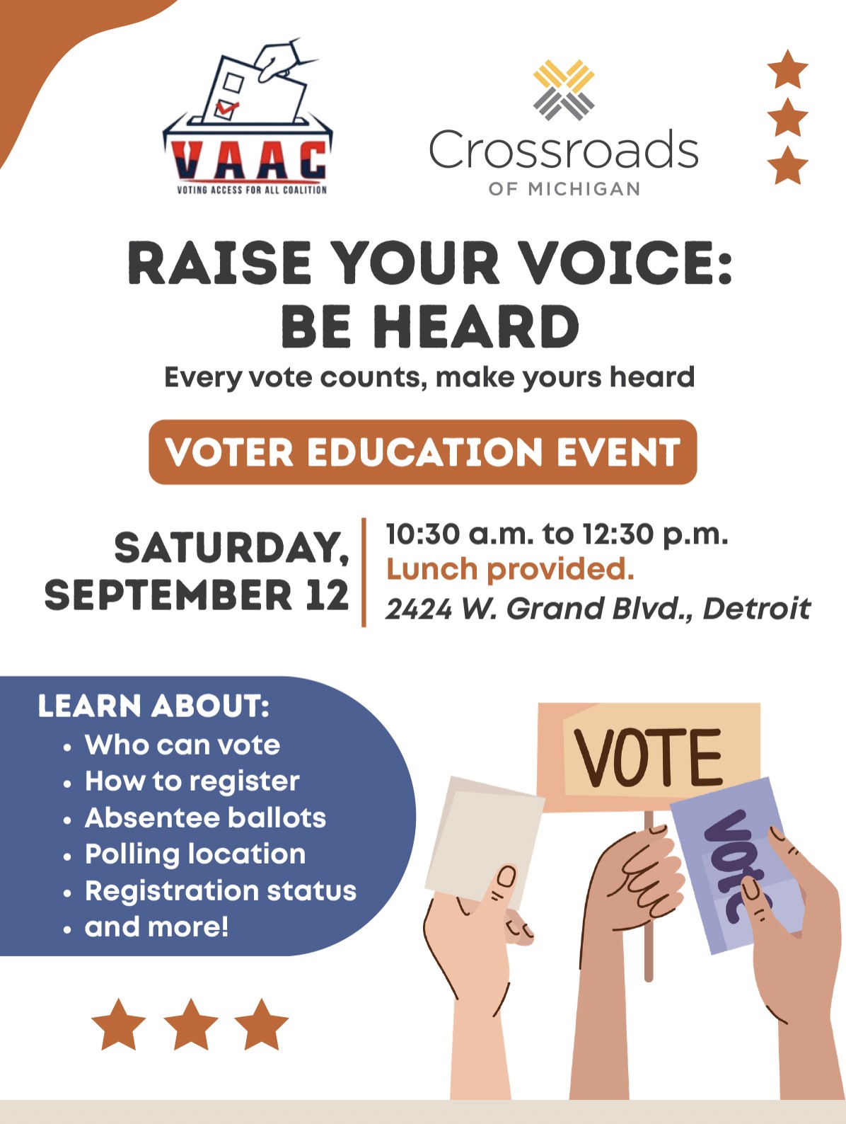 Community Voter Education & Voting Rights Program at Crossroads of Michigan