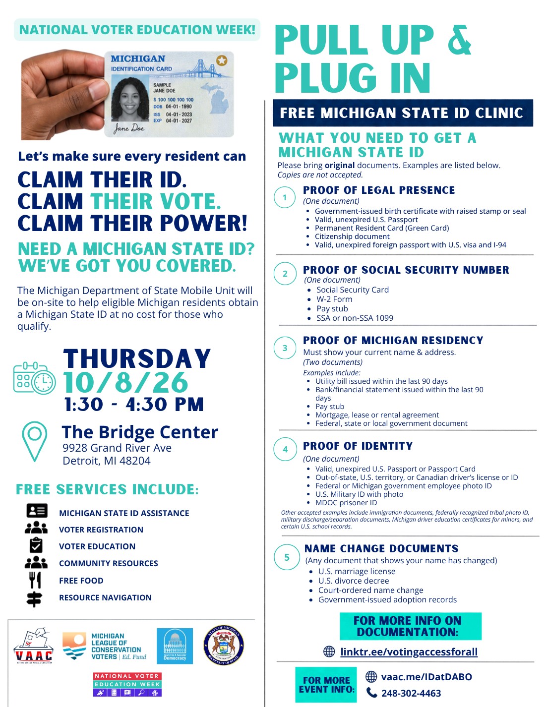 ID Clinic for National Voter Education Week at DABO Detroit Community Wellness Fair