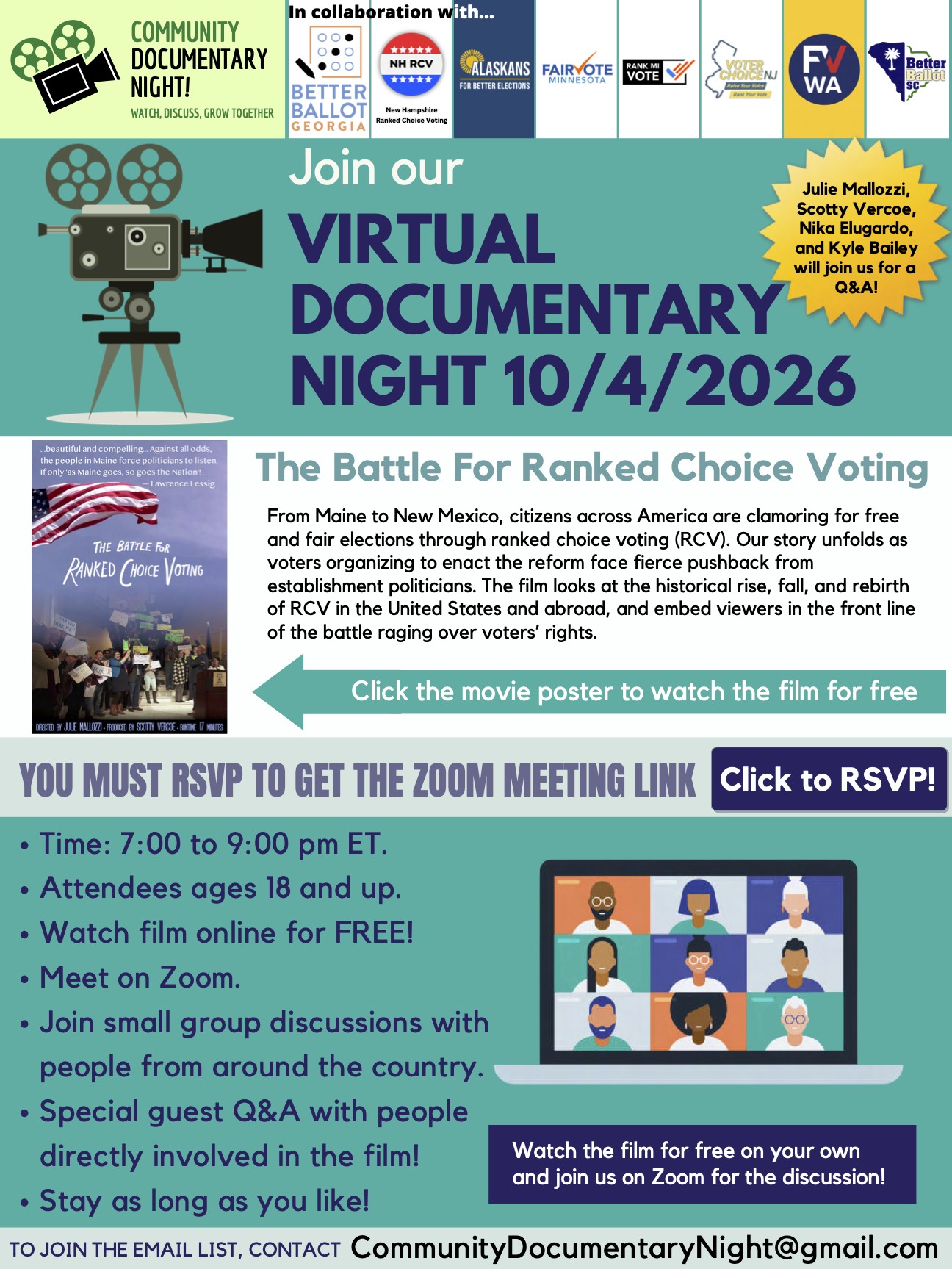 Special Virtual Documentary Night: The Battle for Ranked Choice Voting