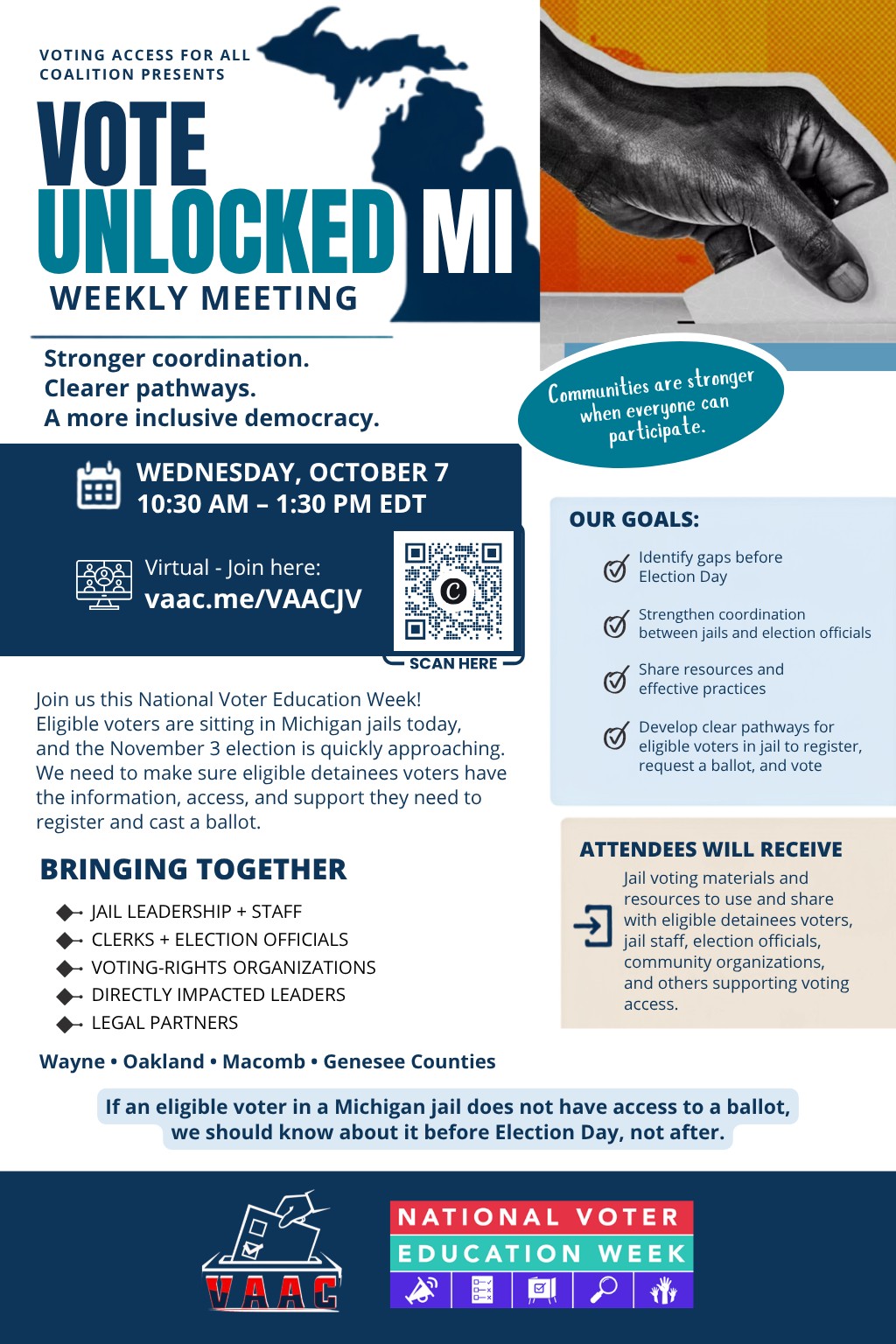 Vote Unlocked MI: Virtual Jail Voting Weekly Meeting