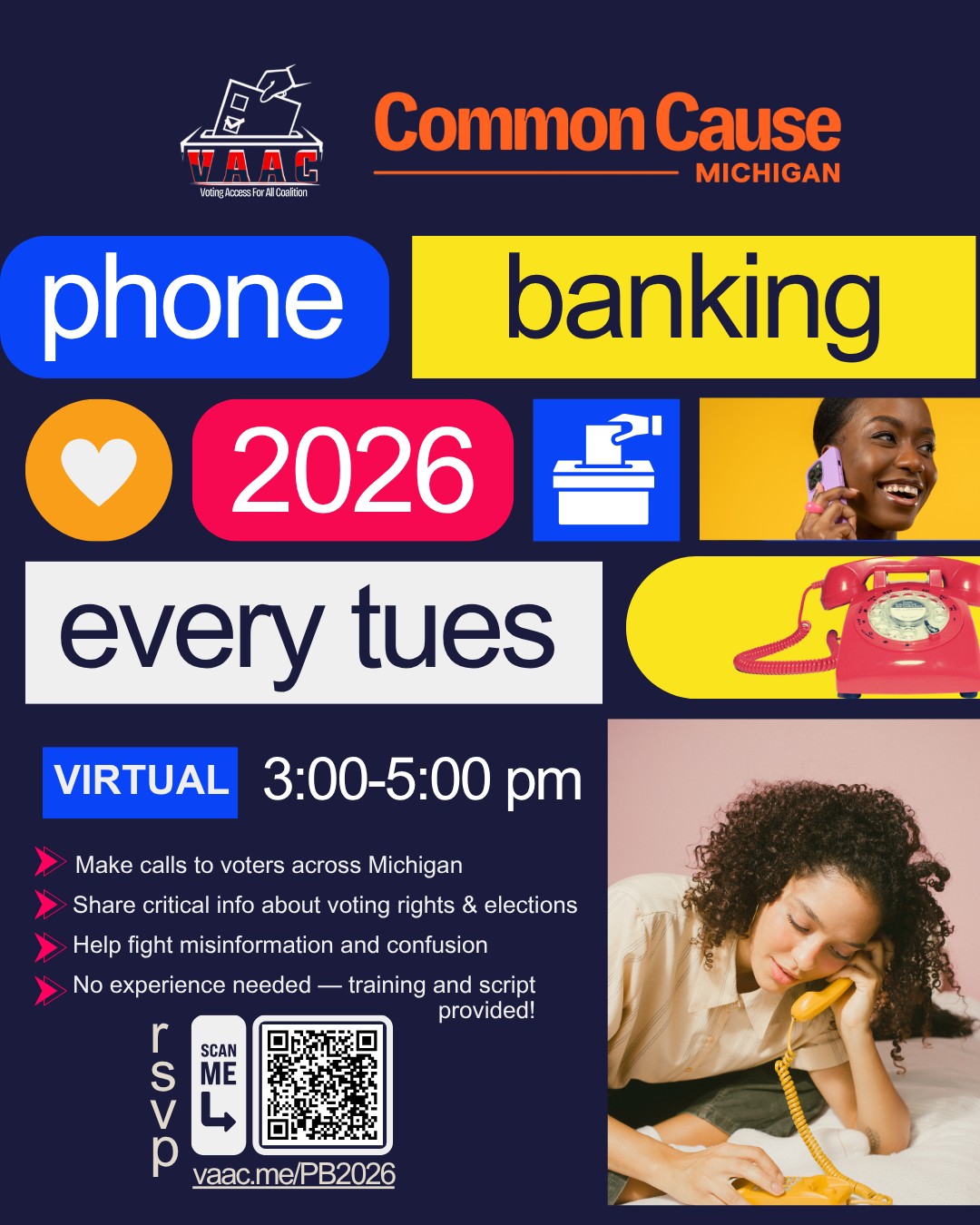 Phone Banking Tuesdays with VAAC & Common Cause Michigan