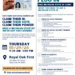 Pull Up & Plug In: Free Michigan State ID Clinic at Royal Oak First